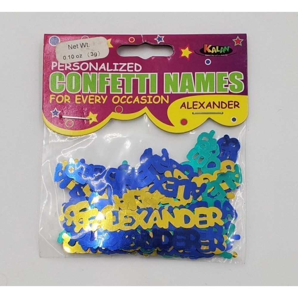 Alexander Confetti Names Personalized Kalan 2 Packs Blue & Gold